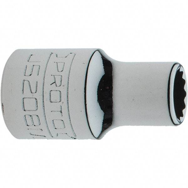 Proto - 3/8" Drive, Intermediate Hand Socket - 12 Points, 1-17/64" OAL, Steel, Full Polish Finish - Apex Tool & Supply