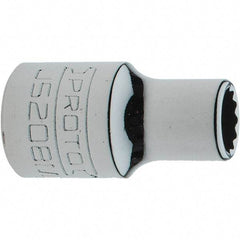 Proto - 3/8" Drive, Intermediate Hand Socket - 12 Points, 1-17/64" OAL, Steel, Full Polish Finish - Apex Tool & Supply
