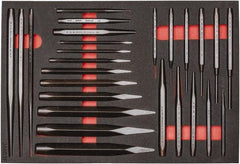 Proto - 26 Piece Diamont Point Chisel, Cold Chisel, Solid, Pin & Center Punch Set - 1/4 to 1-3/16" Chisel, 1/16 to 3/8" Punch - Apex Tool & Supply