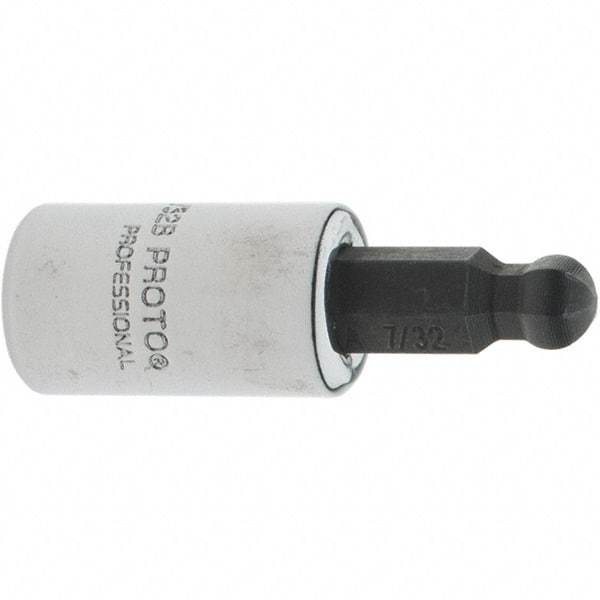 Proto - 1/4" Drive, 7/32" Hex Bit Socket - 1-1/2" OAL, 1.047" Bit Length, Ball End - Apex Tool & Supply