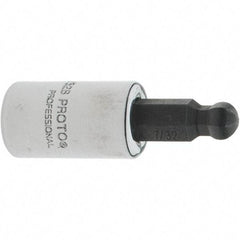 Proto - 1/4" Drive, 7/32" Hex Bit Socket - 1-1/2" OAL, 1.047" Bit Length, Ball End - Apex Tool & Supply