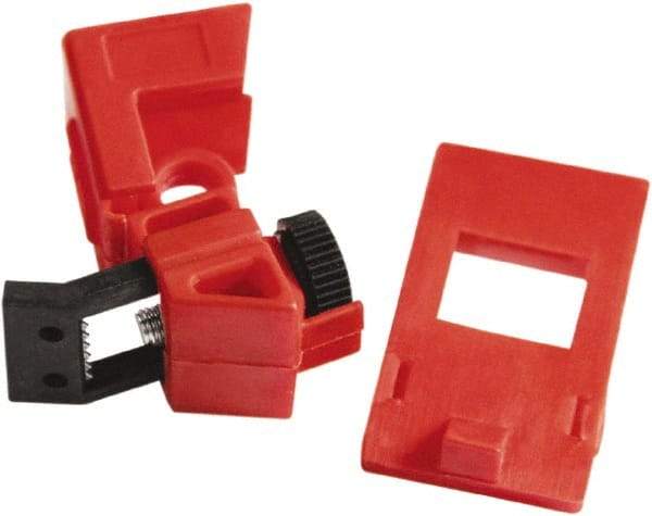 NMC - Polypropylene Single-Pole Circuit Breaker Lockout - 277 Volt, 2" Lockout Length, 1-3/8" Lockout Thickness, 7/8" Lockout Width, 1 Padlock, 1 Circuit, English - Apex Tool & Supply