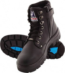 Steel Blue - Men's Size 10 Wide Width Steel Work Boot - Black, Leather Upper, TPU Outsole, 6" High, Lace-Up, Side Zip - Apex Tool & Supply