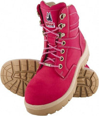 Steel Blue - Women's Wide Width Steel Work Boot - Pink, Leather Upper, Nitrile Rubber Outsole, 6" High, Lace-Up - Apex Tool & Supply
