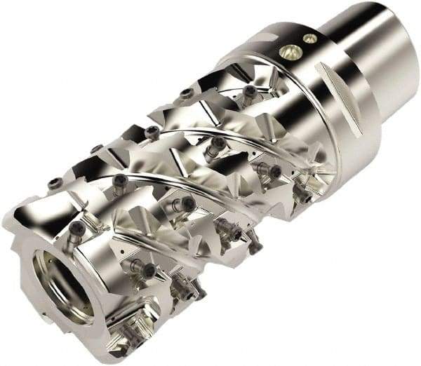 Seco - 63mm Cut Diam, 163mm OAL, Indexable Square Shoulder Helical End Mill - LO.. 12 Inserts, C6 Modular Connection, 90° Lead Angle, Series Square T4-08 - Apex Tool & Supply