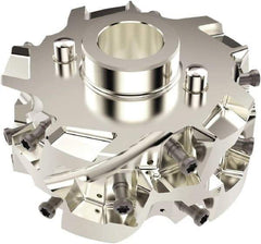 Seco - 3" Cut Diam, 27mm Shank Diam, 45.5mm OAL, Indexable Square Shoulder Helical End Mill - LO.. 13 Inserts, Cylindrical Shank, 90° Lead Angle, Series Square T4-08 - Apex Tool & Supply