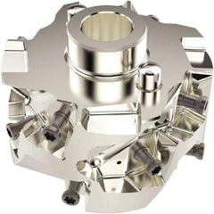 Seco - 2-1/2" Cut Diam, 22mm Shank Diam, 45.5mm OAL, Indexable Square Shoulder Helical End Mill - LO.. 14 Inserts, Cylindrical Shank, 90° Lead Angle, Series Square T4-08 - Apex Tool & Supply