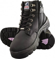 Steel Blue - Men's Size 12 Medium Width Steel Industrial Hiker - Black, Leather Upper, TPU Outsole, 5" High, Side Zip, Lace-Up - Apex Tool & Supply