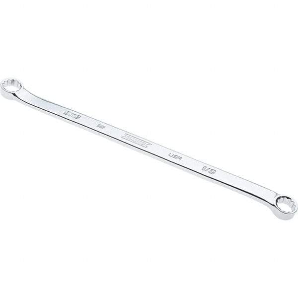 Proto - 1/2" x 9/16" 12 Point Box Wrench - Double End, 53/64" Head Diam x 3/8" Head Thickness, 11-35/64" OAL, Steel, Polished Finish, 15° Offset - Apex Tool & Supply