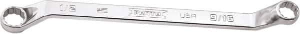 Proto - 1/2" x 9/16" 12 Point Box Wrench - Double End, 47/64" Head Diam x 13/16" Head Thickness, 8-51/64" OAL, Steel, Polished Finish, 15° Offset - Apex Tool & Supply