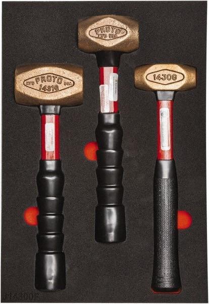 Proto - 3 Piece, 2-5/8, 1-1/2, 1 Lb Head Weight, Dead Blow Hammer Set - 12" OAL, Fiberglass Handles - Apex Tool & Supply