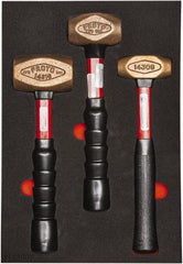 Proto - 3 Piece, 2-5/8, 1-1/2, 1 Lb Head Weight, Dead Blow Hammer Set - 12" OAL, Fiberglass Handles - Apex Tool & Supply