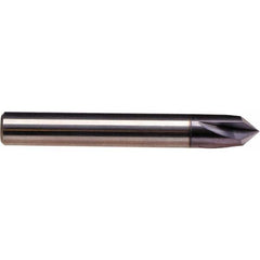 Emuge - 1/4" Diam 4 Flute Single End Solid Carbide Chamfer Mill - Apex Tool & Supply