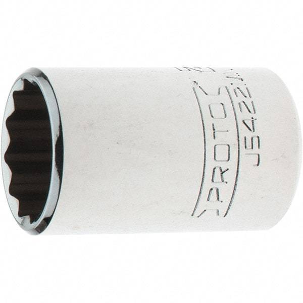 Proto - 1/2" Drive, Standard Hand Socket - 12 Points, 1-35/64" OAL, Steel, Chrome Finish - Apex Tool & Supply
