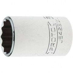 Proto - 1/2" Drive, Standard Hand Socket - 12 Points, 1-13/16" OAL, Steel, Chrome Finish - Apex Tool & Supply