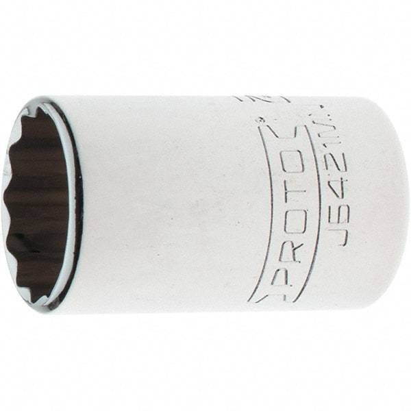 Proto - 1/2" Drive, Standard Hand Socket - 12 Points, 1-13/32" OAL, Steel, Chrome Finish - Apex Tool & Supply