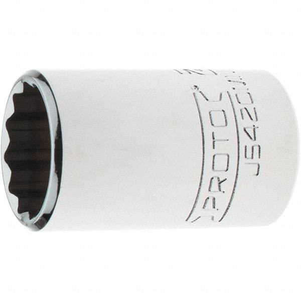 Proto - 1/2" Drive, Standard Hand Socket - 12 Points, 1-3/4" OAL, Steel, Chrome Finish - Apex Tool & Supply