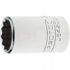 Proto - 1/2" Drive, Standard Hand Socket - 12 Points, 1-3/4" OAL, Steel, Chrome Finish - Apex Tool & Supply