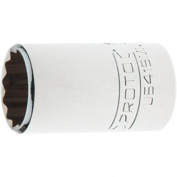 Proto - 1/2" Drive, Standard Hand Socket - 12 Points, 1-3/4" OAL, Steel, Chrome Finish - Apex Tool & Supply