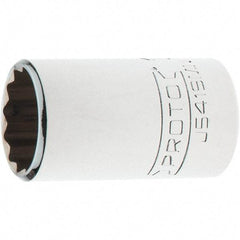 Proto - 1/2" Drive, Standard Hand Socket - 12 Points, 1-3/4" OAL, Steel, Chrome Finish - Apex Tool & Supply