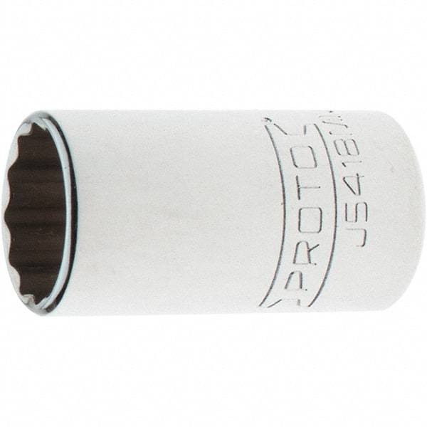 Proto - 1/2" Drive, Standard Hand Socket - 12 Points, 1-47/64" OAL, Steel, Chrome Finish - Apex Tool & Supply