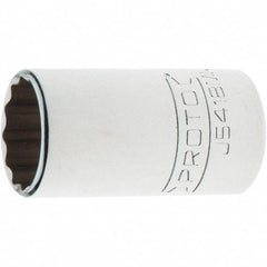 Proto - 1/2" Drive, Standard Hand Socket - 12 Points, 1-47/64" OAL, Steel, Chrome Finish - Apex Tool & Supply