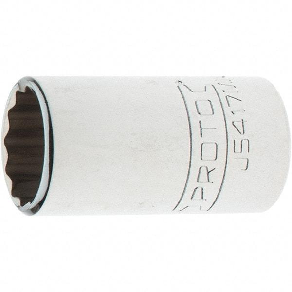 Proto - 1/2" Drive, Standard Hand Socket - 12 Points, 1-47/64" OAL, Steel, Chrome Finish - Apex Tool & Supply