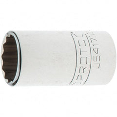 Proto - 1/2" Drive, Standard Hand Socket - 12 Points, 1-47/64" OAL, Steel, Chrome Finish - Apex Tool & Supply