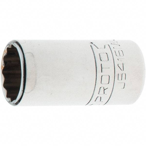 Proto - 1/2" Drive, Standard Hand Socket - 12 Points, 1-45/64" OAL, Steel, Chrome Finish - Apex Tool & Supply