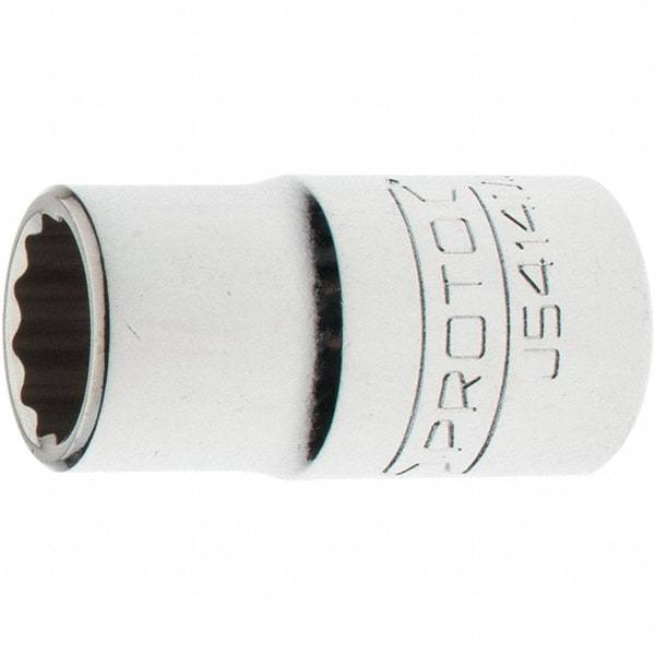 Proto - 1/2" Drive, Standard Hand Socket - 12 Points, 1-5/8" OAL, Steel, Chrome Finish - Apex Tool & Supply