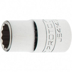 Proto - 1/2" Drive, Standard Hand Socket - 12 Points, 1-5/8" OAL, Steel, Chrome Finish - Apex Tool & Supply