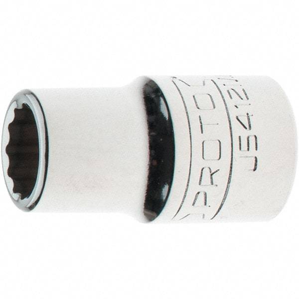 Proto - 1/2" Drive, Standard Hand Socket - 12 Points, 1-17/32" OAL, Steel, Chrome Finish - Apex Tool & Supply