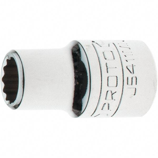 Proto - 1/2" Drive, Standard Hand Socket - 12 Points, 1-17/32" OAL, Steel, Chrome Finish - Apex Tool & Supply