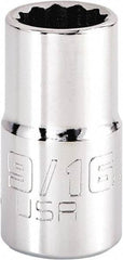 Proto - 9/16", 1/2" Drive, Standard Hand Socket - 12 Points, 1-5/8" OAL, Steel, Chrome Finish - Apex Tool & Supply