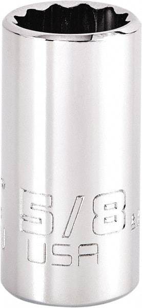 Proto - 5/8", 1/2" Drive, Standard Hand Socket - 12 Points, 1-45/64" OAL, Steel, Chrome Finish - Apex Tool & Supply