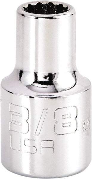 Proto - 3/8", 1/2" Drive, Standard Hand Socket - 12 Points, 1-17/32" OAL, Steel, Chrome Finish - Apex Tool & Supply