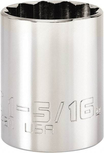 Proto - 1-5/16", 1/2" Drive, Standard Hand Socket - 12 Points, 2-3/64" OAL, Steel, Chrome Finish - Apex Tool & Supply