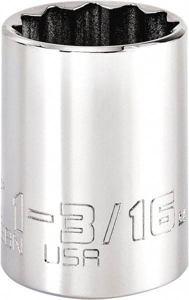 Proto - 1-3/16", 1/2" Drive, Standard Hand Socket - 12 Points, 2" OAL, Steel, Chrome Finish - Apex Tool & Supply