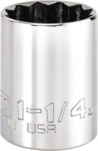 Proto - 1-1/4", 1/2" Drive, Standard Hand Socket - 12 Points, 1-1/64" OAL, Steel, Chrome Finish - Apex Tool & Supply