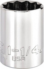 Proto - 1-1/4", 1/2" Drive, Standard Hand Socket - 12 Points, 1-1/64" OAL, Steel, Chrome Finish - Apex Tool & Supply