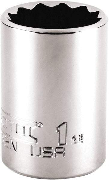 Proto - 1", 1/2" Drive, Standard Hand Socket - 12 Points, 1-59/64" OAL, Steel, Chrome Finish - Apex Tool & Supply