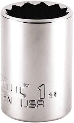 Proto - 1", 1/2" Drive, Standard Hand Socket - 12 Points, 1-59/64" OAL, Steel, Chrome Finish - Apex Tool & Supply
