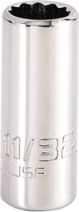 Proto - 11/32", 1/4" Drive, Standard Hand Socket - 12 Points, 1-15/64" OAL, Steel, Chrome Finish - Apex Tool & Supply