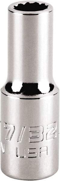 Proto - 7/32", 1/4" Drive, Standard Hand Socket - 12 Points, 1-15/64" OAL, Steel, Chrome Finish - Apex Tool & Supply