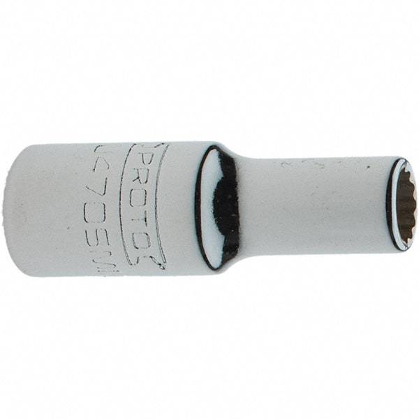 Proto - 1/4" Drive, Standard Hand Socket - 12 Points, 1-17/64" OAL, Steel, Chrome Finish - Apex Tool & Supply