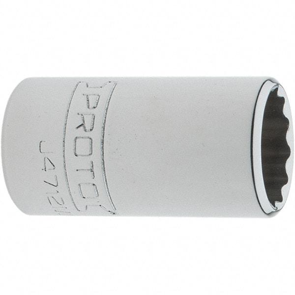 Proto - 1/4" Drive, Standard Hand Socket - 12 Points, 1-17/64" OAL, Steel, Chrome Finish - Apex Tool & Supply