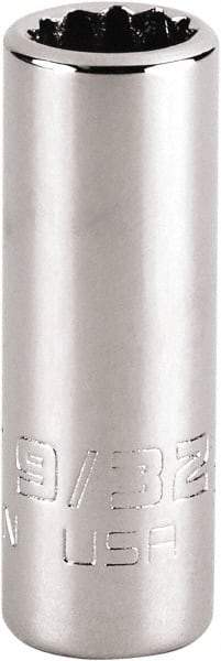 Proto - 9/32", 1/4" Drive, Standard Hand Socket - 12 Points, 1-15/64" OAL, Steel, Chrome Finish - Apex Tool & Supply