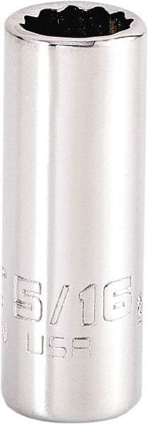 Proto - 5/16", 1/4" Drive, Standard Hand Socket - 12 Points, 1-15/64" OAL, Steel, Chrome Finish - Apex Tool & Supply