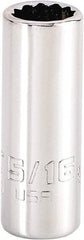 Proto - 5/16", 1/4" Drive, Standard Hand Socket - 12 Points, 1-15/64" OAL, Steel, Chrome Finish - Apex Tool & Supply