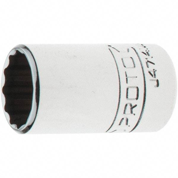 Proto - 1/4" Drive, Standard Hand Socket - 12 Points, 1-17/64" OAL, Steel, Chrome Finish - Apex Tool & Supply